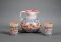 Threepiece Mt Washington Attributed Handpainted Floral Decorated Cased Art Glass Beverage Set