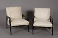 Pair of Midcentury Modern Upholstered Painted Wood Armchairs