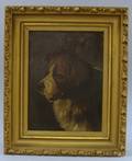 Framed Oil on Canvas of a Portrait of a Saint Bernard