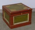 Polychrome Painted Wood Lifttop Storage Box with Paneled Sides