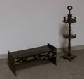 Beechwood Smoking Stand and an Asian Brassmounted Ebonized Bedside Low Table