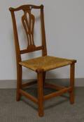 Country Chippendale Cherry Side Chair with Woven Rush Seat