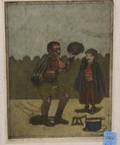 Framed Etching of Street Performers by Robert Andrew Parker American b 1927