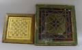 Late Victorian Architectural Leaded Glass Window and a Framed Gold Reversepainted and Motherofpearl Highligh