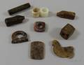 Ten Assorted Carved Hardstone Pendants and Other Items