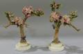 Pair of Royal Worcester Dorothy Doughty Handpainted Bisque Crabapple and Butterfly Figurals