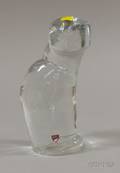Orrefors Colorless Cut Glass Sculpture of a Seated Cat
