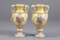 Pair of Meissen Porcelain Yellow Ground Vases