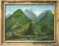 Oil on canvas European primitive landscape
