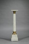Continental Bronzemounted Gray and White Marble Pedestal