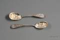 Pair of Bailey  CoGeorge Sharp Coin Silver Berry Spoons