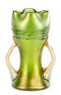Loetz Ausfuehrung Vase w Applied Handles Marked