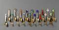 Eighteen Danish Goldwashed Sterling and Enamel Decorated Commemorative Flatware Items