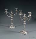 Impressive Pair of George III Silver Convertible Twolight Candelabra