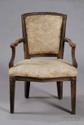 Italian Neoclassical Walnut Open Armchair