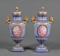 Pair of Sevres Porcelain Mantel Urns