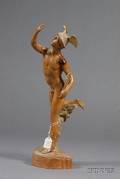 Carved Fruitwood Figure After Giambolognas Mercury