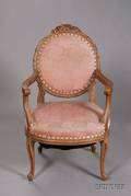 Louis XVXVI Transitional Style Carved Beechwood Fauteuil