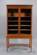 George III Style Fruitwood and Harewood Marquetryinlaid Cabinet on Stand
