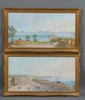 Italian School 19th20th Century Lot of Two Views of the Bay of Naples