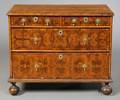 William  Mary Oyster Veneered and Inlaid Walnut and Laburnum Chest of Drawers
