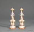 Pair of Royal Worcester Porcelain Candlesticks