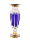 Moser Cobalt Cut Glass Vase w Gilt Details 11