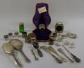 Group of Assorted Mostly Sterling Silver VanityDesk Items and Other Accessories