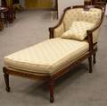 Louis XVI Style Upholstered Carved Mahogany Chaise Longue