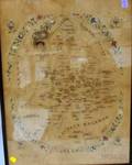 Framed British Schoolgirl Needlework Map of England and Wales