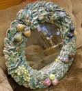Della Robbia Type Majolica Glazed Ceramic Wreath with Mirror