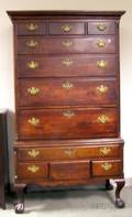 Pennsylvania Chippendale Carved Walnut TwoPart High Chest of Drawers