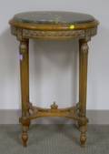Louis XVI Style Oval Marbletop Carved Beechwood Side Table