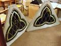 Pair of Victorian Gothic Revival Architectural Trefoil Leaded Glass Windows