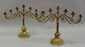 Pair of Gothicstyle Brass SevenLight Candelabra