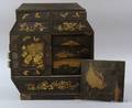 Japanese Gilt Decorated Black Lacquered CollectorsTrinket Cabinet