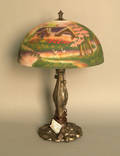 Modern table lamp with reverse painted shade