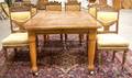 Set of Six Late Victorian Upholstered Carved Walnut Dining Chairs and a Continental Poplar Dining Table