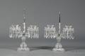 Pair of Waterford Colorless Moldcut Glass Twolight Mantel Lustres