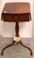 Regencystyle Inlaid Mahogany Dropleaf OneDrawer Stand with Tripod Base