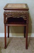 Chinese Marbleinset Carved Hardwood Stand