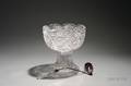 Colorless Cut Glass Punchbowl on Stand with a Cut Glass Handled Silver Plated Ladle
