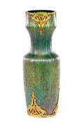 Bohemian Gilt Bronze Mounted Iridescent Glass Vase