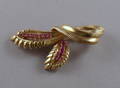 Retro 14kt Gold and Ruby Bow Brooch