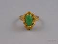 Chinese 14kt Gold and Jade Cabochon Dragon Ring