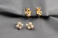 14kt White Gold Cultured Pearl and Diamond Earclips