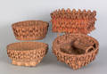 Four Eastern Woodlands porcupine twist baskets