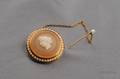 Antique 18kt Gold Hardstone Cameo and Seed Pearl Brooch