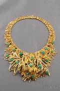 18kt Gold Platinum Emerald and Diamond Voodoo Necklace Marianne Ostier
