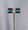 Art Deco Emerald Onyx and Diamond Stickpin
